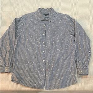 Daniel Cremieux Navy and White Striped Button Down Shirt